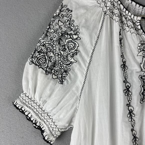 Lauren Ralph Lauren Embroidered Tiered Dress Womens 8 Voile Tassel Boho Peasant - Picture 5 of 16